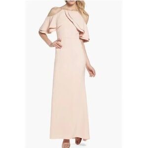 Eliza J Ruffle Bodice Cold Shoulder Formal Gown Womens Size 6 Light Pink